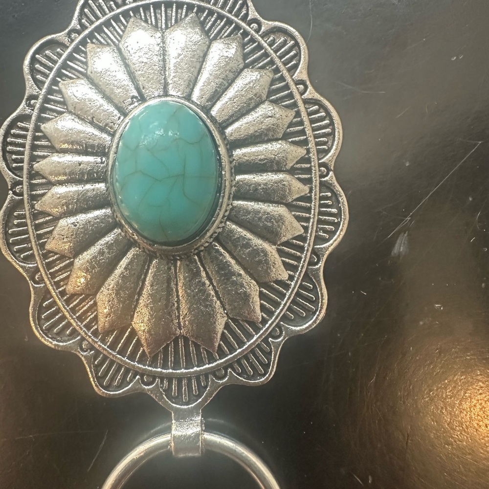 Silver and Turquoise Concho Belt - Picture 3 of 4